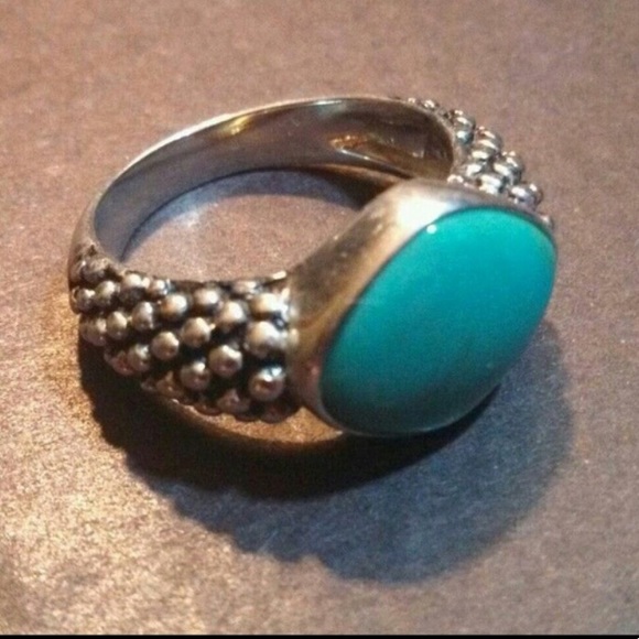 Sterling Silver real turquoise ring size 6.25 - Picture 2 of 5